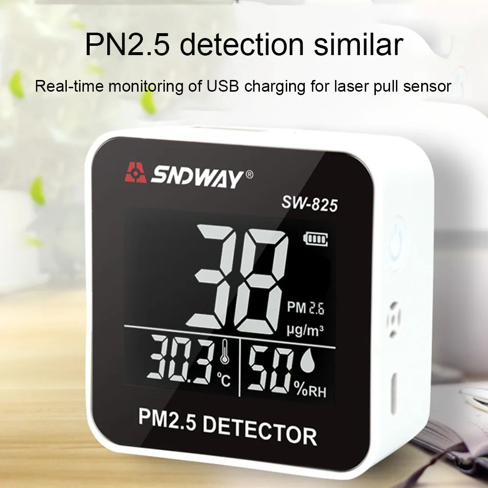 Точный PM2.5 детектор дымки USB перезаряжаемая функция сигнализации ручной квадратный Рабочий стол датчик частиц измерения Мини Портативный Воздух