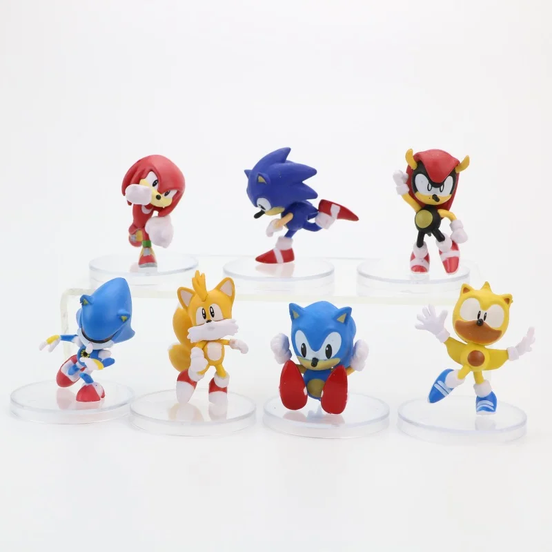 

7 pcs/lot Anime Sonic Figure Tails Shadow Tails Characters Action Figure PVC Set Doll Model Toy Christmas Gift For Children
