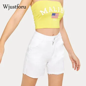 

Wjustforu Street Casual Pure Color Denim Shorts For Women Summer Fashion Zipper Pocket Short Pants Sexy Party Club Denim Pants