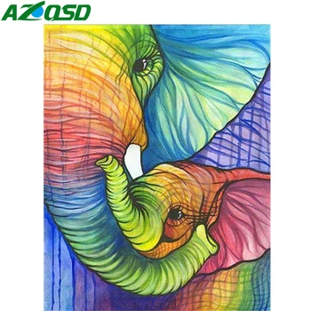 

AZQSD DIY Paint By Number On Canvas Kits Animal Handpainted Gift Unframe Adult Coloring By Numbers Elephant Home Decoration