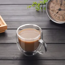 Прозрачный тепла с термоизоляцией, двойной кофейная стеклянная чашка стены кружка для кофе в офисе кружка кофейная стеклянная чашка питьевое молоко Drophipping