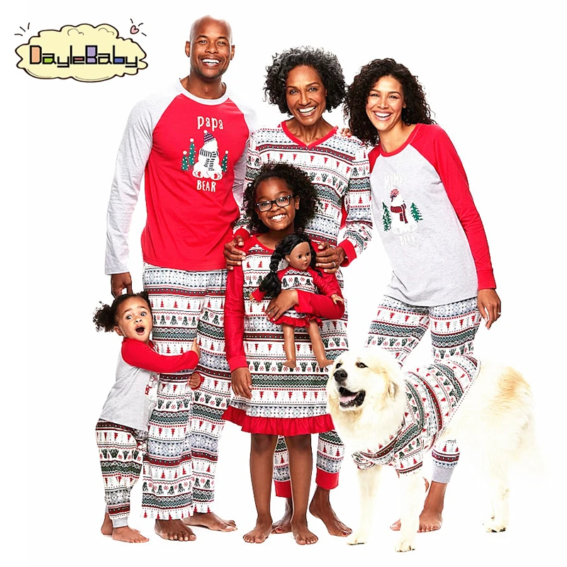 DAYLEBABY Christmas Family Matching Clothes Outfits Look Father Mother Daughter Son T Shirt Cotton Print Home Pajamas Clothing Papa and Mama Elk
