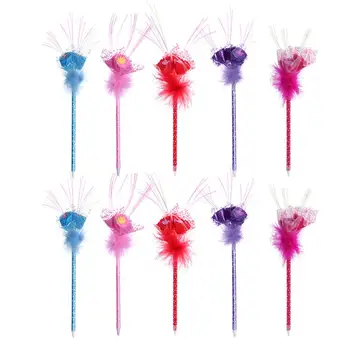 

10Pcs Rose Flower Decorative Blue Ink Ballpoint Pen Office School Supplies Students Children Gift