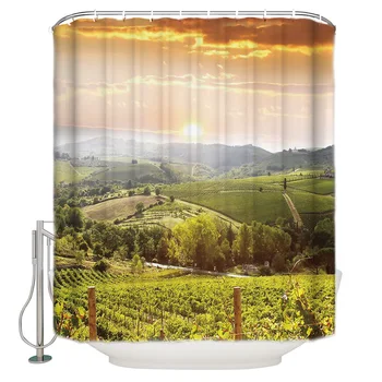 

Shower Curtain Waterproof Polyester With 12 Hooks Summer Theme Surfboard Bright Blue Background