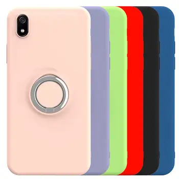 

For -Xiaomi Mi 8 lite 8SE 9 6X K20 pro redmi Note 7 6 8 pro 7A blue pink Soft Liquid silicone magnetic ring stand phone case