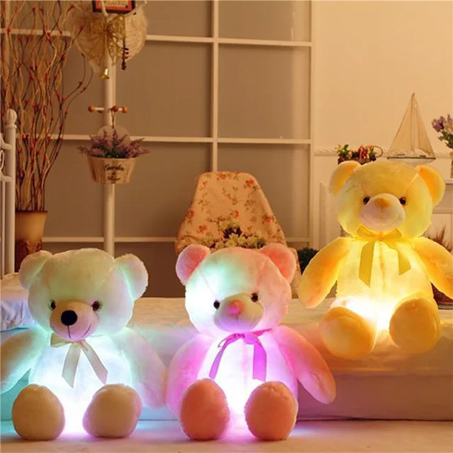 Creative LED Sensing Bear Doll Stuffed Animal Light - Up Toys Colorful Luminous Plush Toys for Birthday Valentine's Day Gifts 3