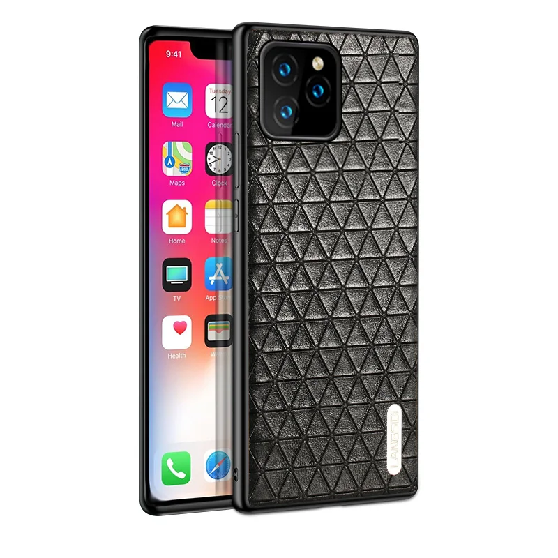 

Original Leather Cell Phone Case for Apple iphone 13 14 Pro Max 12 Mini 12 11 Pro Max X XR XS Max 8 luxury Triangle Grain Cover