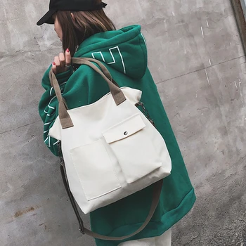 

2020 New Canvas Laptop Bag Simple Handbags Famous Brands Women Shoulder Bag Casual Big Tote Vintage Ladies Crossbody Bags
