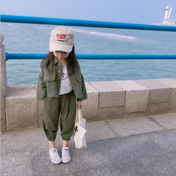 

2019 autumn new children's clothing set boys and girls casual jacket + overalls 2 sets of children's fashion set 2-8 years