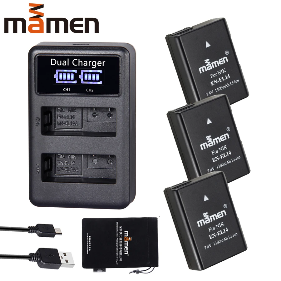 3 шт. Digital EN EL14 EN-EL14a ENEL14 EL14a Батарея цифровой камеры+ lcd USB двойное зарядное устройство для Nikon D3100 D3200 D5300 D5100 D5200