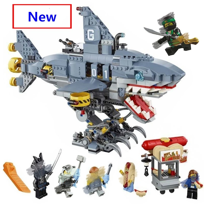 

2019 New Ninja The Ninjagion Movie Garmadon 6-Shark Building Blocks Sets Diy Bricks 70656 Compatible with Legoing Best Gift