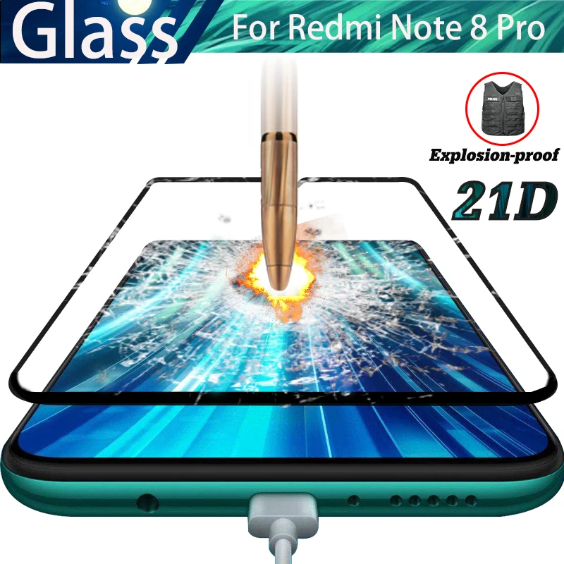 21D Tempered Glass For Xiaomi Redmi Note 8 7 9 6 Pro Screen Protector 8A 8T 9S Protective Film | Мобильные телефоны и