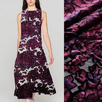 

114CM Wide 8MM Black Purple Silk Rayon Velvet Fabric for Autumn and Winter Dress Coat Jacket B171