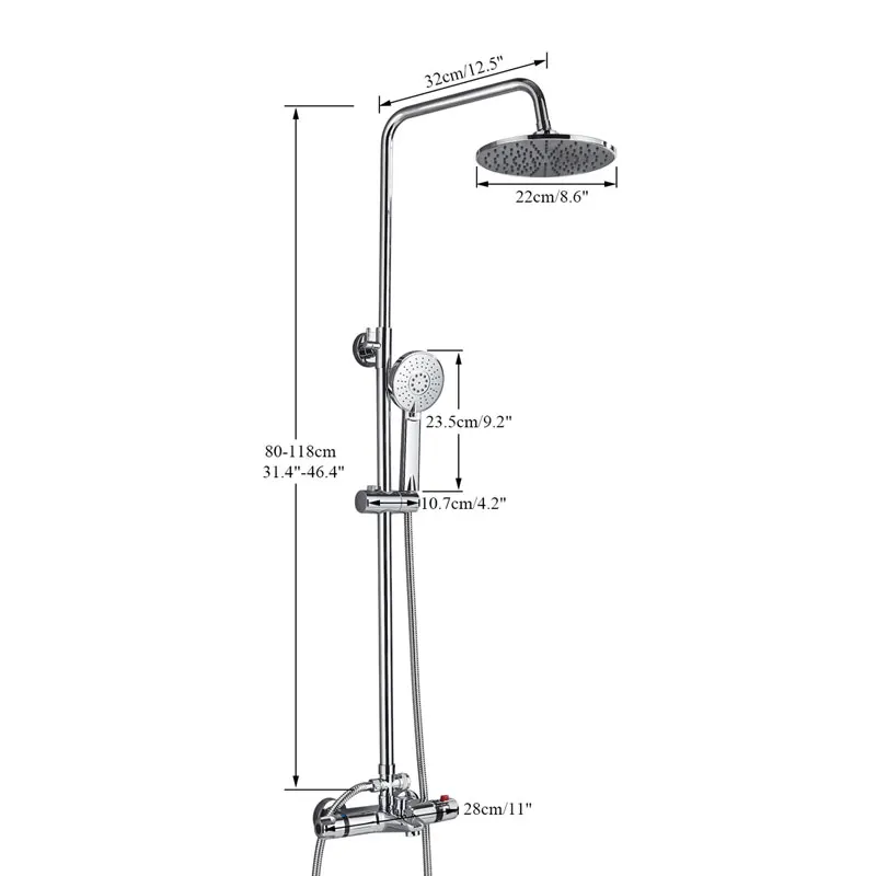 Chrome Thermostatic Shower Set Bathroom Mixer Shower Systems Wall Mount 38 Degree Control 8 &ldquo; Rainfall Head shower head bathroom shower faucet set thermostatic mixing valve