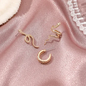 3PC Brass Snake Earing Clips Without Piercing Punk Non Pierced Clip Earrings Ear Cuffs for Women Men Black Fake Piercing Jewelry 2