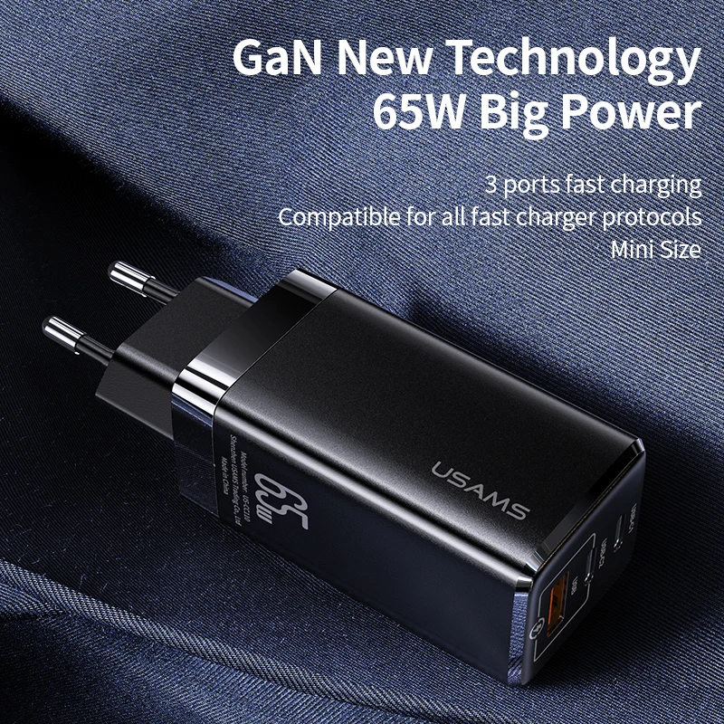 USAMS 65W GaN Charger Super Fast Charge Type C PD