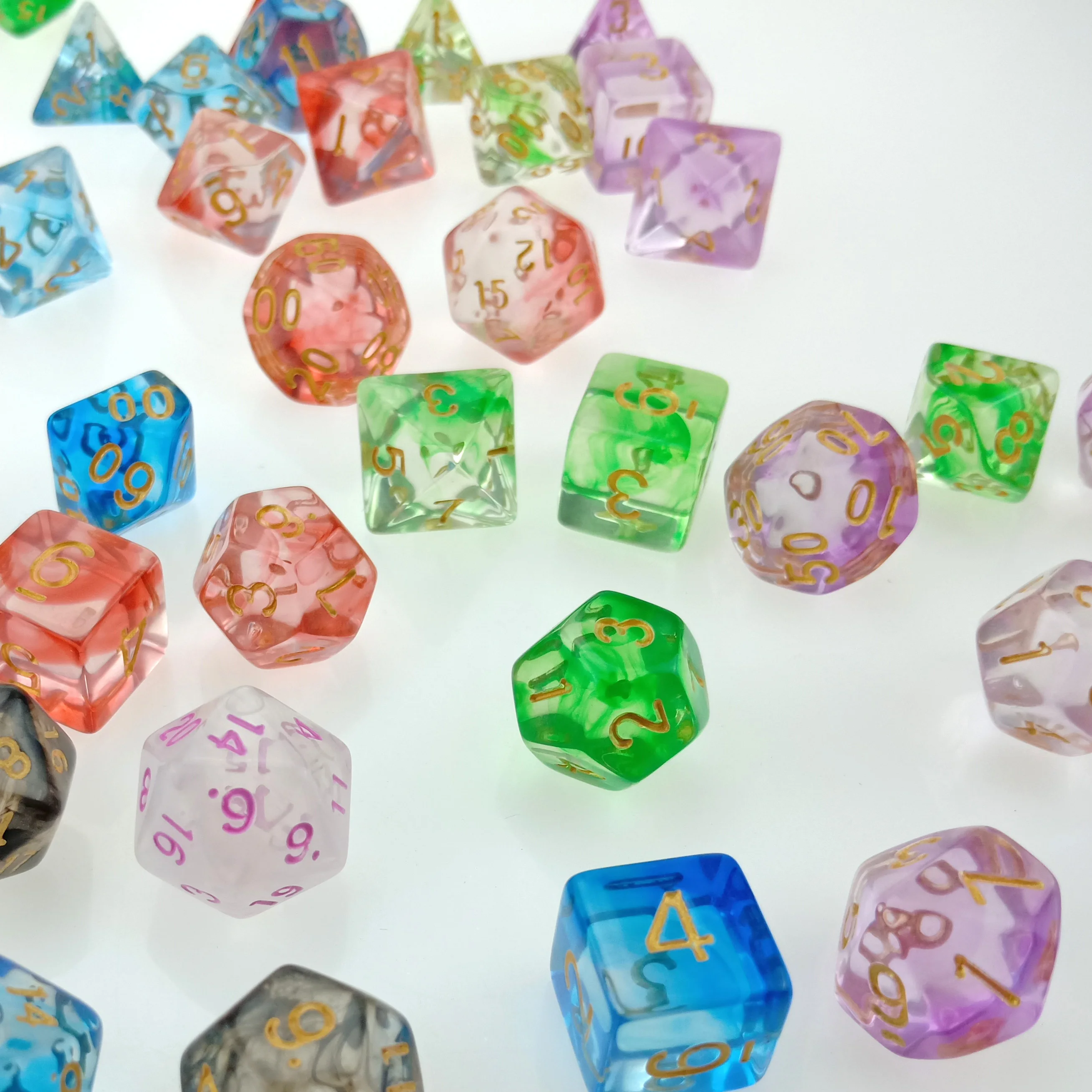 Полупрозрачная коллекция Rollooo игральные кости DND набор 7 Die D4 D6 D8 D10 D % D12 D20 для