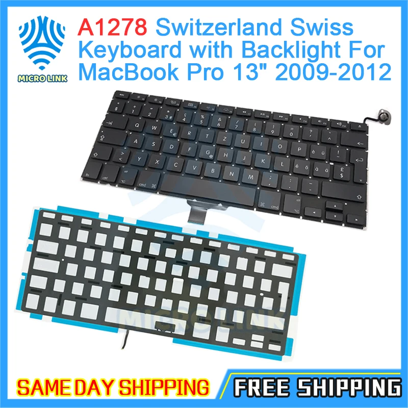 New A1278 Switzerland Swiss Keyboard with Backlight For MacBook Pro 13