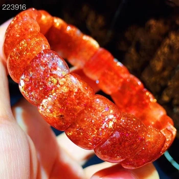 

Genuine Natural Ice Gold Strawberry Quartz Orange Sunstone Rectangle Beads Bangle Bracelet 14.2x10x5.7mm Crystal Women AAAAAA