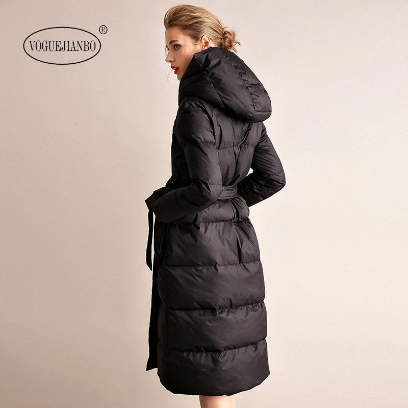 Down jacket female new long section loose thick white duck down hooded down jacket kaban chaqueta mujer manteau casacos jas