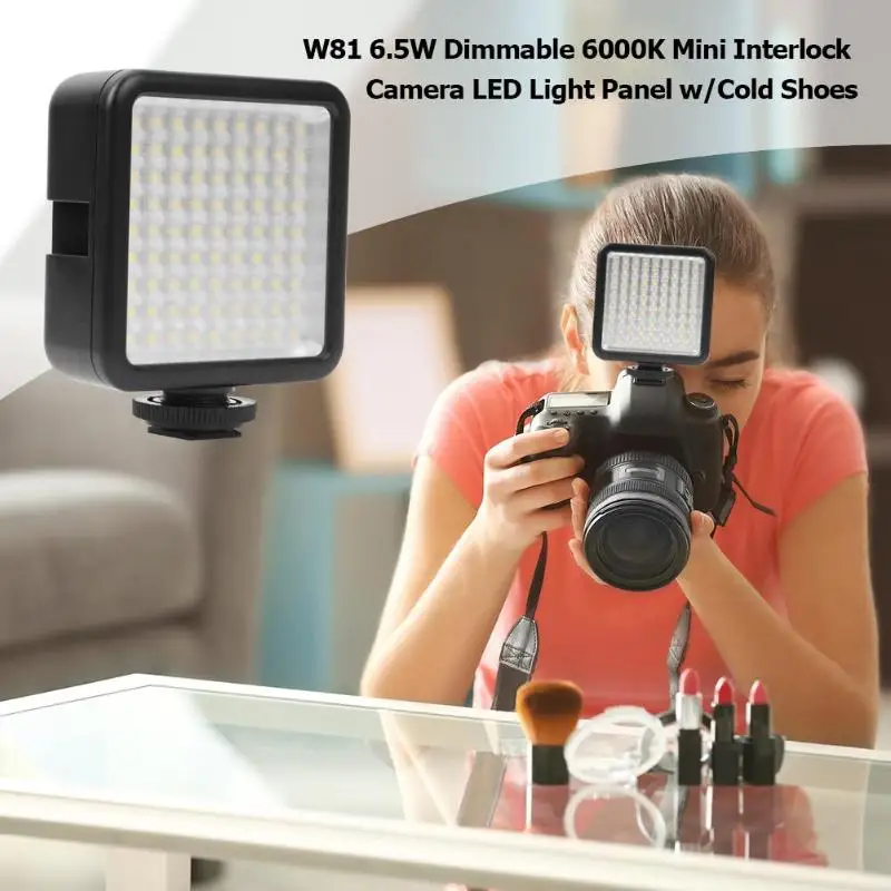 W81 Dimmable интерлок светодиодный светильник для видео заполняющий светильник с адаптером для крепления трех мест для холодной загрузки Двойной источник питания для SLR Camer