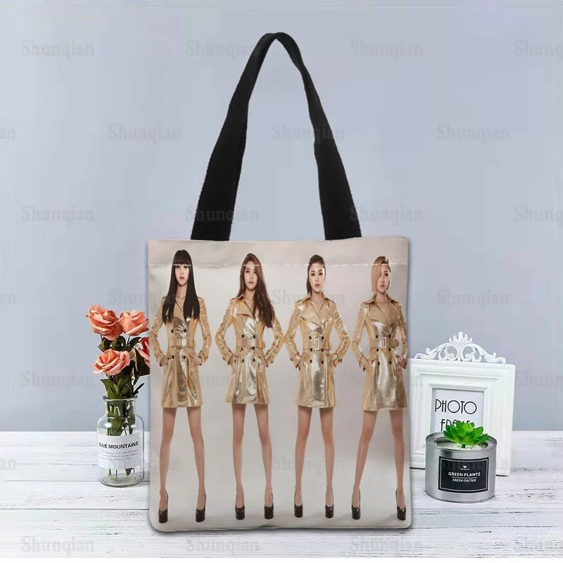 KPOP MAMAMOO Handbag Foldable Shopping Bag Reusable Eco Large Unisex Canvas Fabric Shoulder Bags Tote Grocery Cloth Pouch 0512 