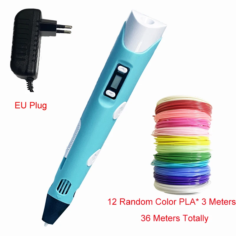 3D Printing Pen 3D Pen OLED Display With 12 Color PLA/ABS Filaments 3D  Drawing Printer