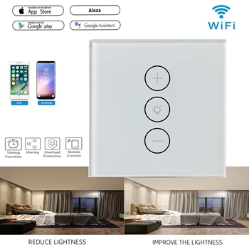 

WiF Touch Smart Dimmer Switch Support Multiple Types of Lighting Dimming Compatible with Amazon Alexa Google Home US EU Standard