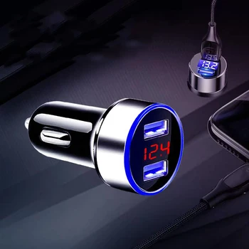 Caricabatteria da auto Dual USB QC 3.0 adattatore accendisigari voltmetro a LED per tutti i tipi caricabatterie per telefoni cellulari Smart Dual USB Charging