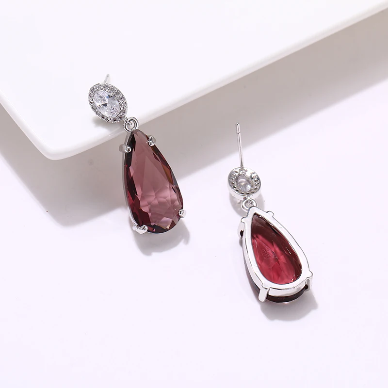 Yhpup модный бренд Bling AAA кубический цирконий висячие серьги капли воды Кристалл роскошные свадебные украшения массивные серьги S925