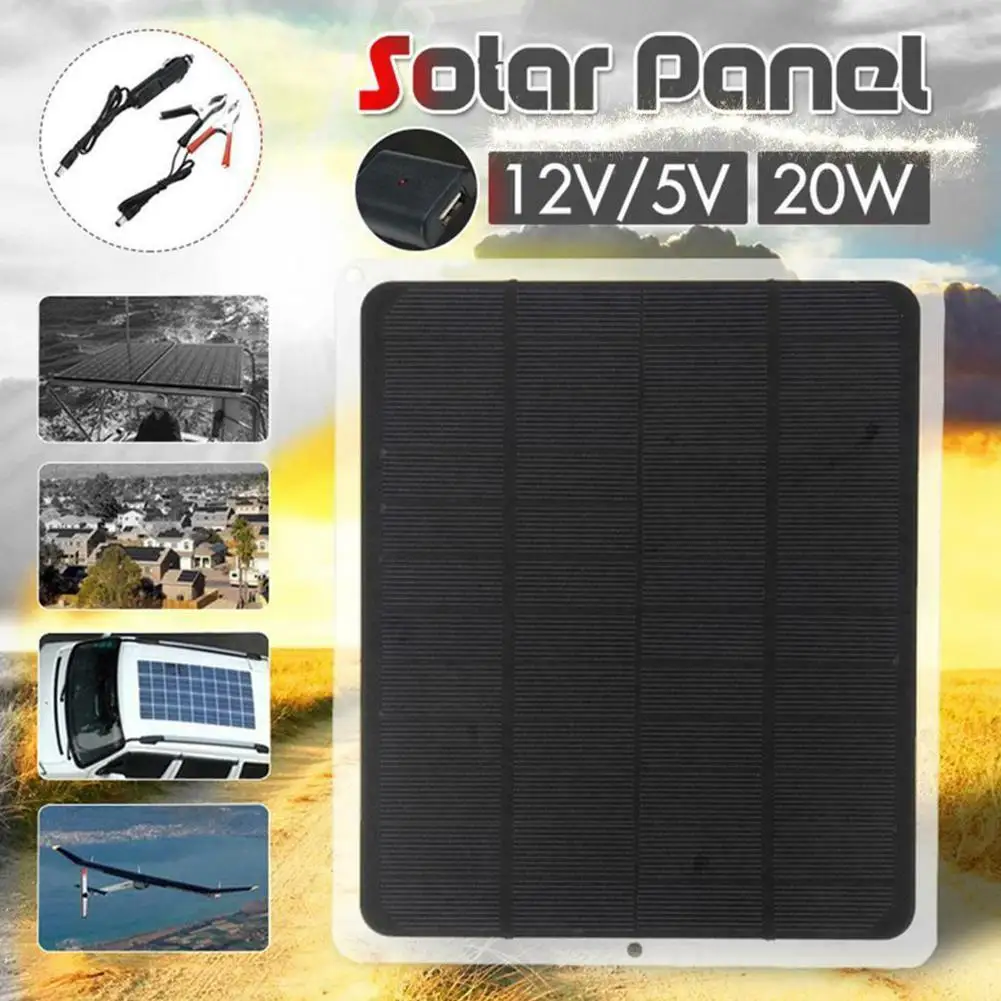

Portable Solar Panel 12V Power Generation Charging Board Charger Charging for Phone for Hiking Camping Mountaineering