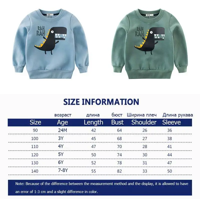 Boys Winter Sweatshirt Fashion Kids Boy Cartoon Dinosaur Thin Velvet Outwear Children Animal Long Sleeve Clothes 2-9Y Warm Tops (2)