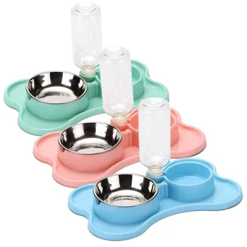 

Pet Cat Bowl Automatic Water Dispenser Double Bowls Food Water Feeder Non-slip Puppy Eating Dish for Dogs Pet Supplies