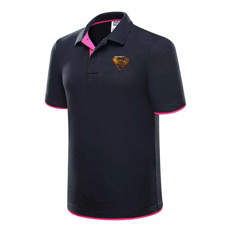 2019 New Golden American Superman Arrival Cotton Men Polo Shirt Tops Fashion Brand Plus Size Short Sleeve Black White Polo Shirt