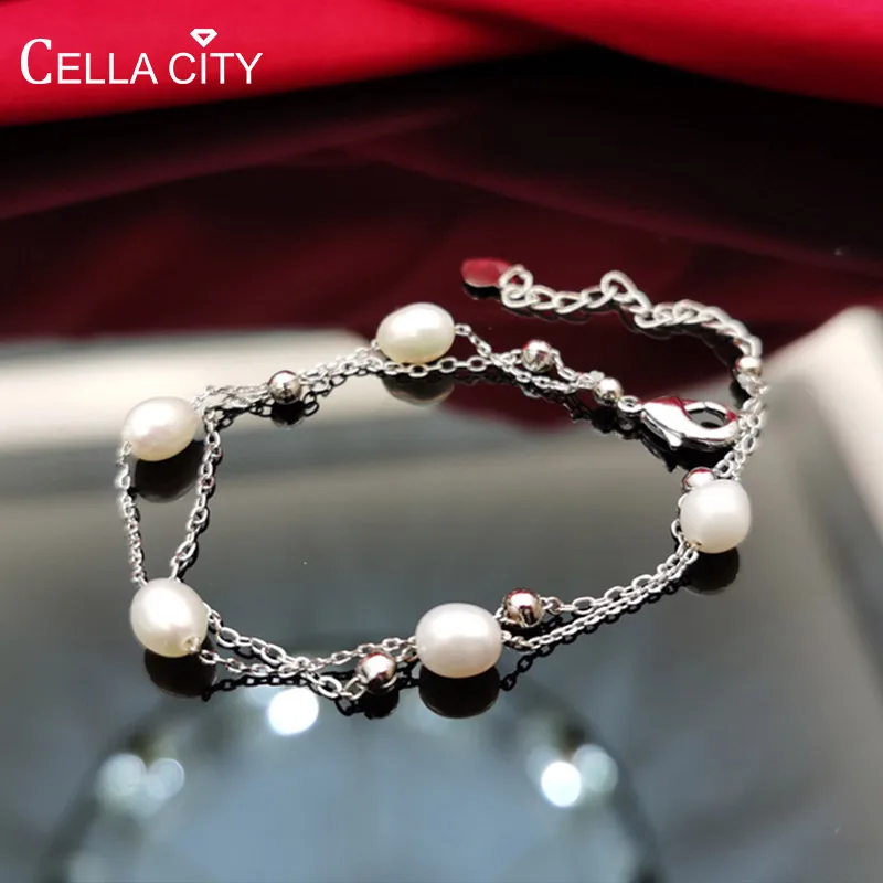 Cellacity классический дизайн серебро 925 украшения натуральный пресноводный жемчуг