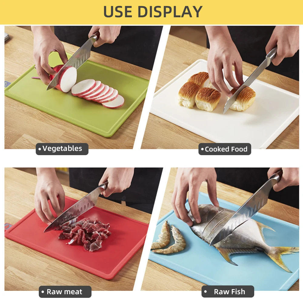 Chopping Boards Sets with Holder for Kitchen Cutting Non-Slip Anti  Bacterium Plastic Chopping Block Plastic Dishwasher Safe - AliExpress