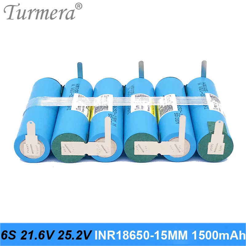6s 21,6 v 25,2 v аккумулятор 18650 упаковка inr18650-15mm 1500mah 25a паяльная батарея для отвертки батарея для пылесоса на заказ