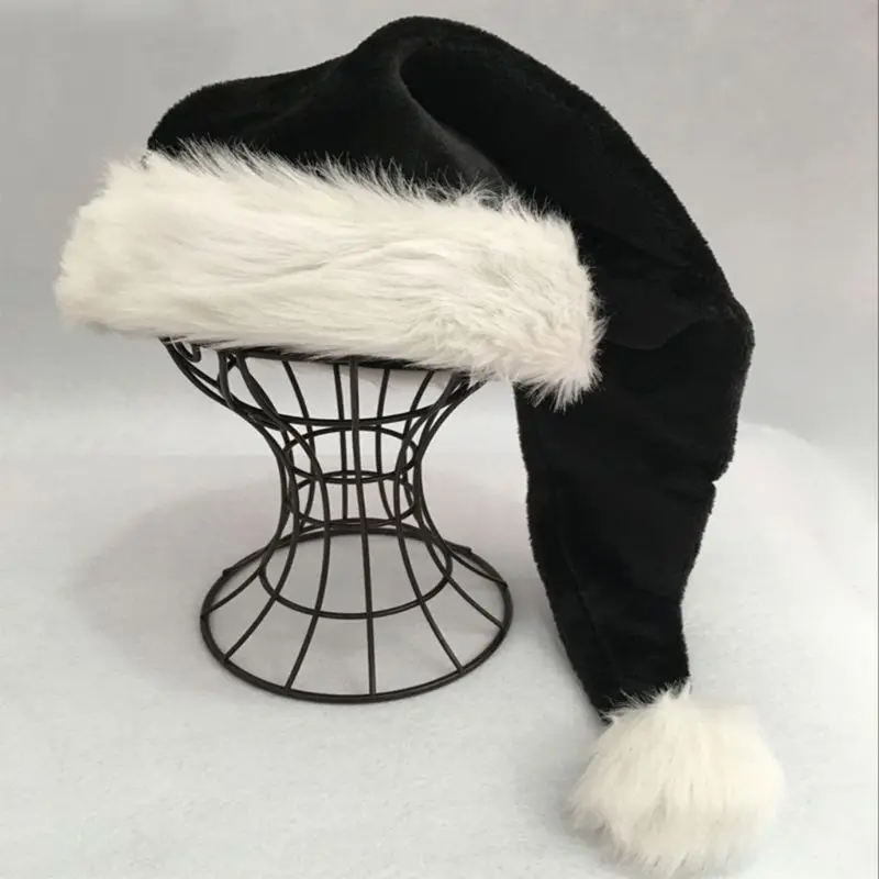 75 см черная плюшевая длинная Рождественская шапка для взрослых и детей Праздничный Рождественский костюм шапка Санта-Клауса с помпоном праздничные вечерние подарки