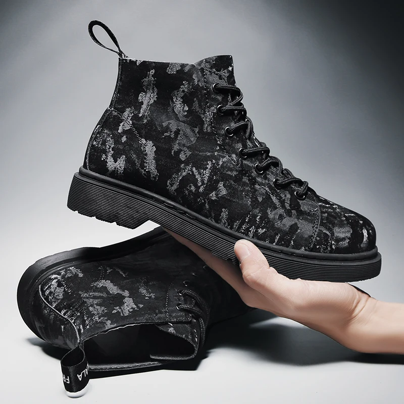 Весенне-осенние мужские уличные ботинки черные рабочие для мужчин брендовые