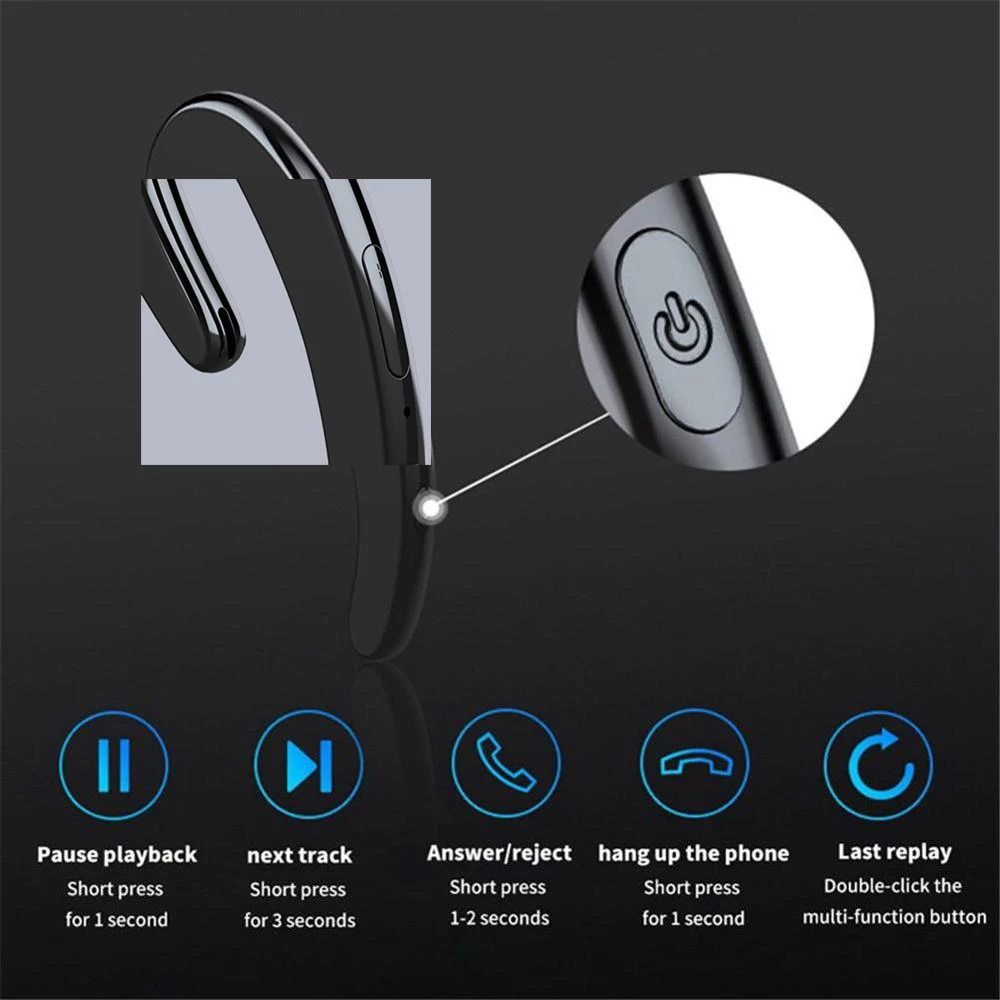 Bluetooth Earphone wireless headphone Noise Canceling Earbuds for phone mic Painless Bone Conduction Headset Ear hook for sports