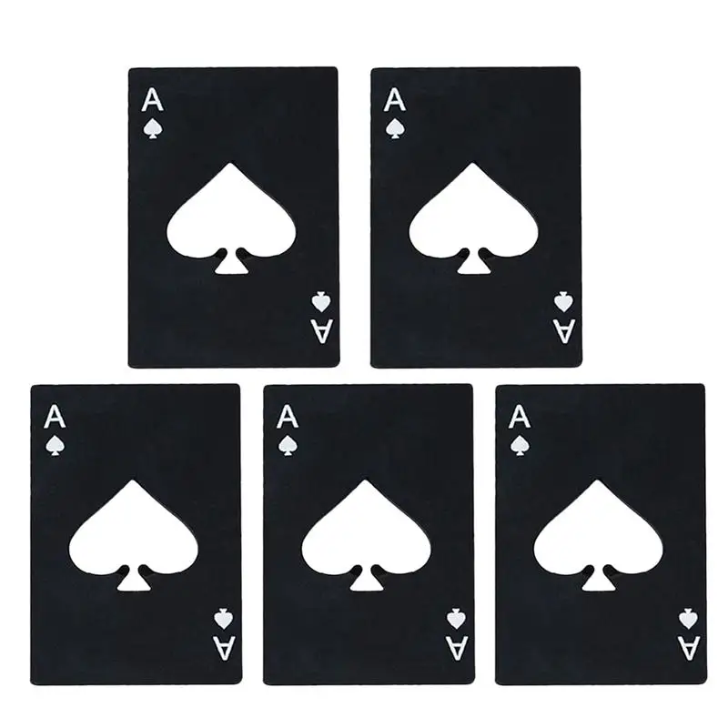 5pcs Stainless Steel Bottle Opener Portable Ace Of Spades Pattern Card Openers | Дом и сад