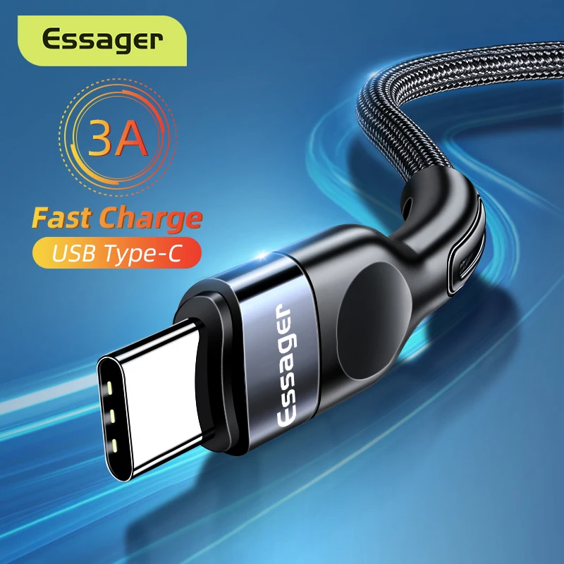 Essager USB Type C Cable For Samsung Xiaomi mi 3A Fast Charging USB C Cable Mobile Phone Charger USBC Type C Data Wire Cord 3m