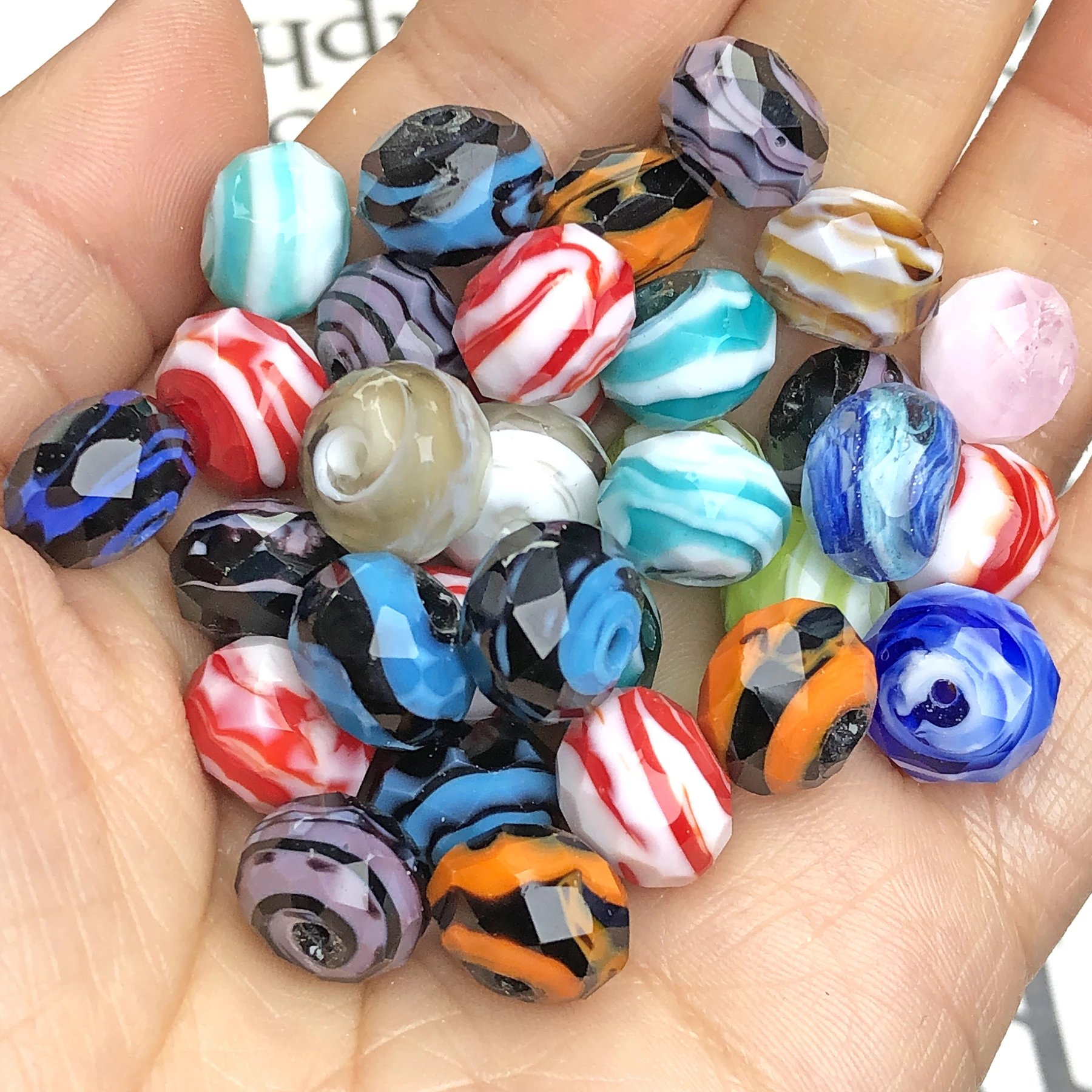 10mm Blue White Murano Transparent Faceted Rondelle Wave Lampwork Crystal  Glass Beads For Bracelet Making Women Diy Accessories - Beads - AliExpress
