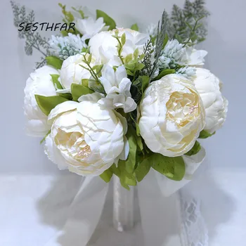 

Wedding Bouquet Romantic Country Style Waterfall Bridal Bouquet Artificial Silk Flowers For Wedding Decoration SPH010
