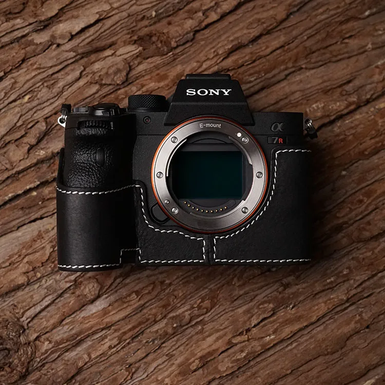 MrStone sony A7r IV четыре поколения A7RM4 A9 MK4 кожаный чехол для камеры кожаный чехол - Цвет: Black white line
