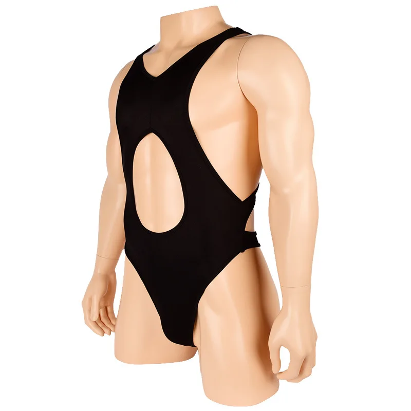 Sexy Lingerie Men Gay Fetish Leotard Thong Bodysuit Wrestling Singlet Tank Hollow Out Teddies Night Clubwear Pole Dance Costume black teddy lingerie