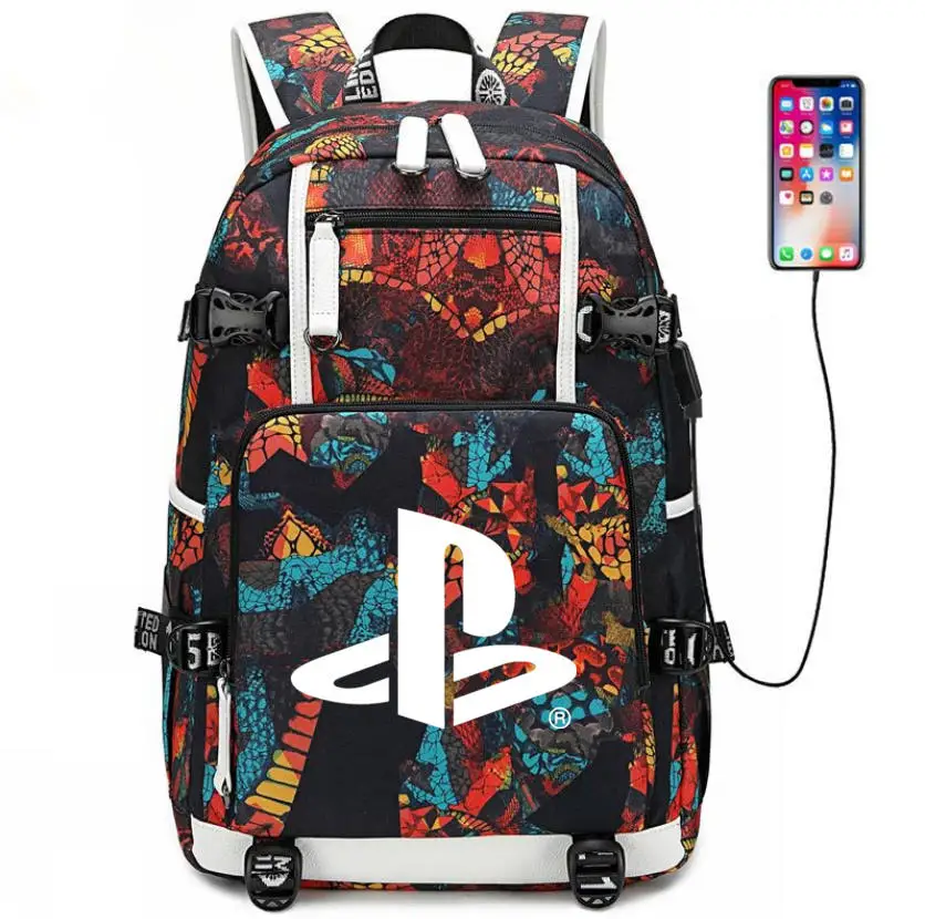 Playstation дорожная сумка школьная сумка usb зарядка Холщовая Сумка на плечо Ps4 подростковый рюкзак сумка для ноутбука - Цвет: j