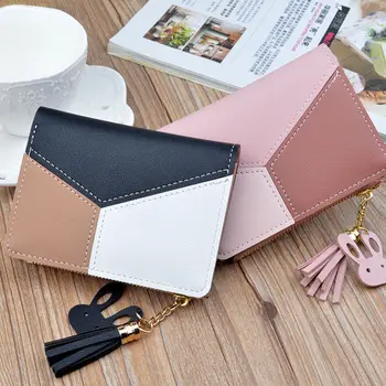 

Women Girl Leather Small Small Female Short Coin Purse Zip Around Mini Button Snapped Wallets Solid Vintage Matte Women Wallet
