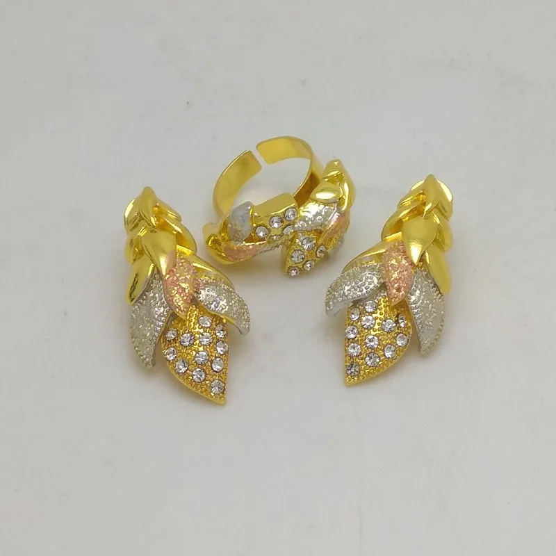 Kingdom Ma African Nigerian Wedding Bridal Gold Color Big Jewelry Set Dubai Necklace Bracelet Earrings Ring Crystal Sets