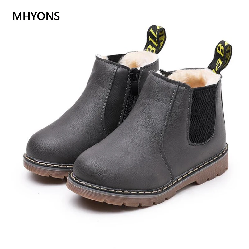 MHYONS/Новинка 2018 года зимние детские ботинки для мальчиков и девочек Бархатные